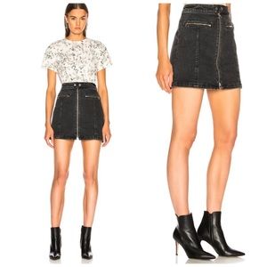 NWOT Rag & Bone Isabel Black Denim Front Zip Racer Mini Skirt Noir Black Size 6